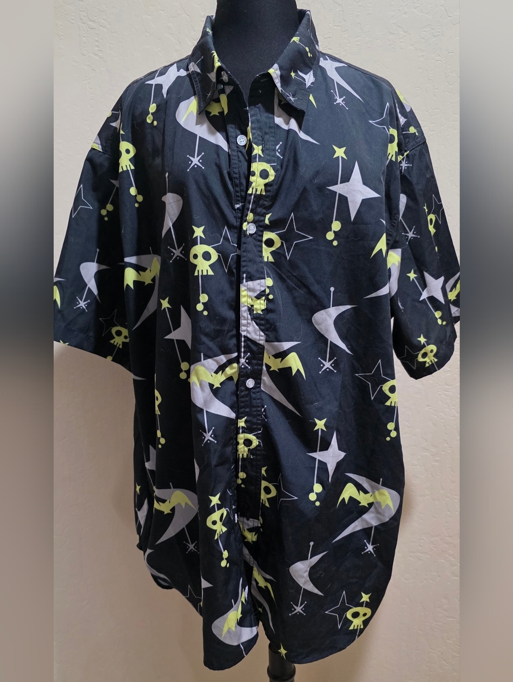 Sweet Midnight Retro 50's Style Poly skull Button Down 4XL Men